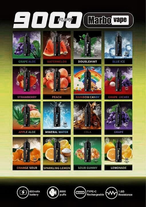 泰國爆款 馬博 marbo 9000 puffs 抛棄式一次性電子煙  台灣現貨秒發